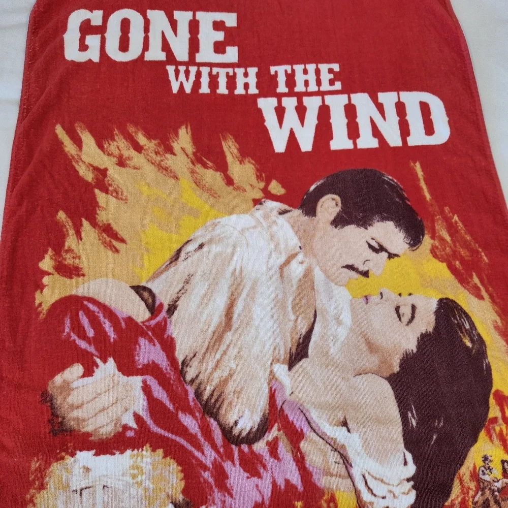 Vintage Gone With the Wind Graphic Beach Bath Towel Turner MGM 1988
